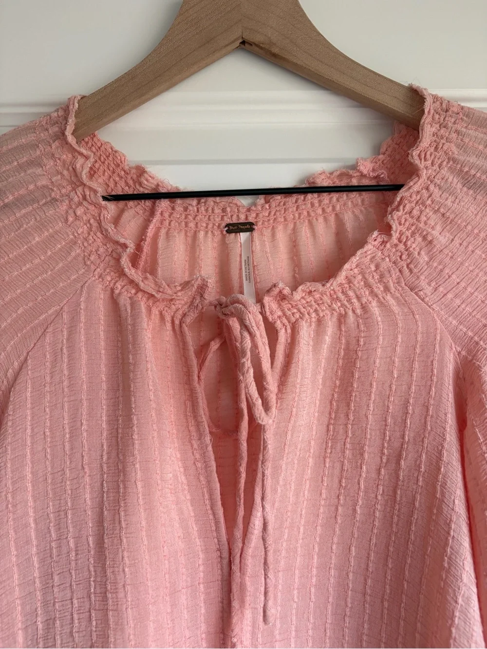 Free People Out of Town Split Neck Blouse - Size Small